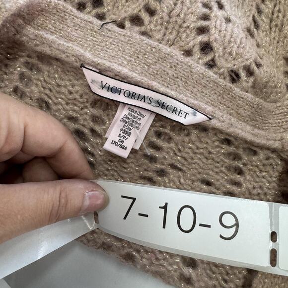 Victoria's Secret Cardigan Womens Small Pink Cropped Tie Front Open Knit Bolero - Picture 3 of 6